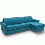 Canapé d'angle convertible express Virgola - 140 cm - Sommier à lattes - Matelas 16 cm - Tissu bleu turquoise_2