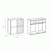 Dressing 2 portes coulissantes avec miroir Floyd 179 cm - coloris chêne - penderie et étagères incluses_2
