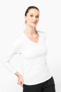 T-shirt Supima col V manches longues femme - Kariban Premium - 100% coton peigné - Réf: PK307_2