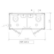 Bungalow sanitaire de chantier avec 2  WC à l'anglaise et 2 lave-mains - SS1_2