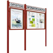 Vitrine double battant simple face murale ou sur piétement - QUARTZ - Utilisation extérieure - Cadre aluminium et vitrage plexichocs_2