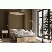 Armoire lit escamotable Dynamo - Chêne - Couchage 120x200 cm avec sommier à lattes_2