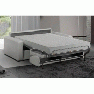 Canapé convertible 3 places Master - Couchage express 160x197cm - Matelas 18cm mousse polyuréthane haute résilience - Sommier à lattes Renatonisi - Blanc cassé_2