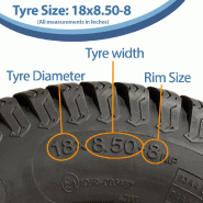 18x8.50-8 Lawnmower Tyre and Tube 4ply Multi Turf Grass Journey P332 Road Legal_2