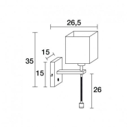 Applique murale GINA - ampoule E27, abat-jour carré, fixation en saillie, métal nickel satiné, liseuse flexible LED SMD_2
