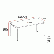Bureau réglable Idea 01 - Quadrifoglio - 120, Blanc, Noyer canaletto_2