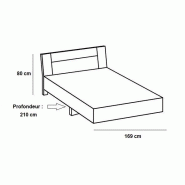 Lit design Thalia 160 x 200 cm - Blanc rechampis graphite - Élégance et confort_2