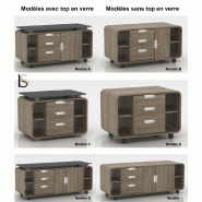 Meuble de service Open - Mobel Linea - Blanc pastel, Sans plateau verre