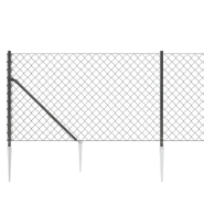 Vidaxl clôture à mailles losangées avec ancrage anthracite 0,8x25 m 153976_2