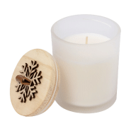 Bougie Noël - cire parfumée vanille - verre avec couvercle bois décor flocons - 325 gr_2