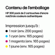300 pack de 2 cartouches d'encre noir/trois couleurs authentiques_2