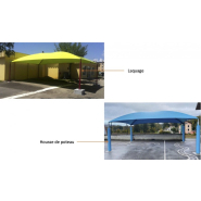 Préau couvert en acier galvanisé à chaud avec toit en toile résistante à la grêle et au vent jusqu'à 130 km/h - Idéal pour parcs publics_2