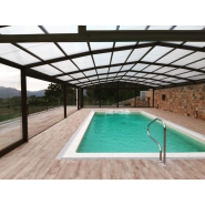Abri piscine haut propre et transparent - GALAXIAS - Portes coulissantes vitrées et structure aluminium haute qualité_2