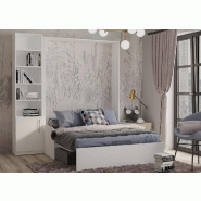 Composition lit escamotable blanc mat Dynamo Sofa - canapé accoudoirs - bibliothèque 140x200 cm_2