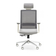 Fauteuil de bureau NICE avec têtière tapissée, accoudoirs 3D réglables et structure blanche - Référence 6428 FR206_2