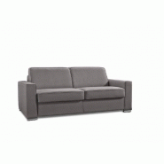 Canapé convertible PREMIUM 140 cm - Sommier à lattes RENATONISI - Matelas BULTEX - Microfibre taupe_2