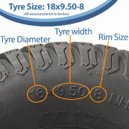 18x9.50-8 Lawnmower Grass Tyre and Tube 6ply Tubeless Wanda P332 Pattern 595kgs_2