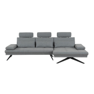 Canapé d'angle Fernie - méridienne droite, double profondeur, têtières, tissu gris - 296 x 179 cm_2