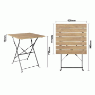 Table de terrasse carrée Perth effet bois | Bolero - FU538_2