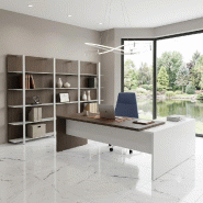 Bureau d'angle T45 avec caisson - Quadrifoglio. - 220, Gauche, Eucalyptus et blanc_2