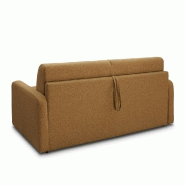 Canapé convertible express Mac Mahon - Sommier à lattes 160 cm - Matelas 16 cm - Tissu tweed jaune curry_2
