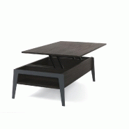 Table basse relevable en noyer foncé Brighton 2 - piètement gris ardoise 110x70cm avec rangement intégré_2