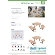 Table pique-nique Valence - deux versions : standard et PMR - Ø 2174 x H 750 mm - tubes acier peints - assises et plateau en stratifié compact_2