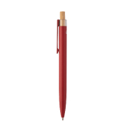 Stylo à bille en aluminium recyclé - bouton pression en bambou - encre bleue - couleur rouge - 18g_2