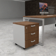 Caisson mobile 3 tiroirs classiques bicolore - MobelLinea - Gris aluminium, Acacia foncé_2