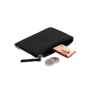 Porte-monnaie zippé en polyester 600D RPET - Labélisé RPET - Couleur noire - Poids 13g_2