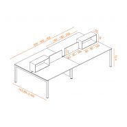 Bureau bench 4 personnes rialto avec niches et cloisonnettes frontales_2