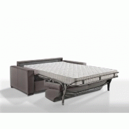 Canapé convertible 2-3 places EXCELLENCE - 120 cm - Sommier à lattes - Matelas mémoire de forme 18 cm - Tweed chocolat_2