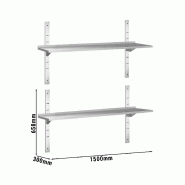 Etagères murales en inox 2 niveaux Profondeur 300 mm - 1500_2
