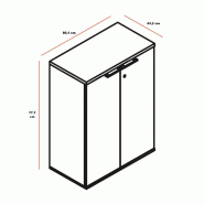 Armoire de rangement 2 niveaux - MDD - Blanc, Sans socle de finition
