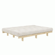 Banquette convertible futon Lean Pin - Coloris ivoire - Couchage 130x190 cm - Structure pin massif - Matelas futon confortable_2