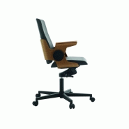 Fauteuil de direction DEA - Haut dossier avec appui-tête, finition cuir, structure en hêtre_2