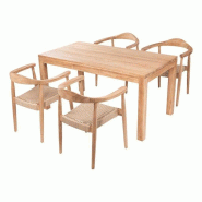 Chaise de salle à manger maron – MTF – bois de teck et tressage naturel – 2nai0001_2