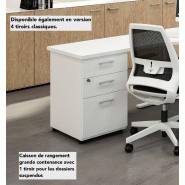 Bureau d'angle IdeaTube avec retour + caisson - Quadrifoglio - Blanc 9010, 160, Blanc, Gauche_2