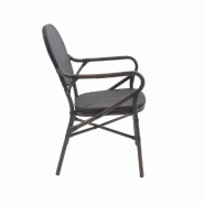 Tango - Fauteuil de bistrot en tissu wengé-noir mesh_2