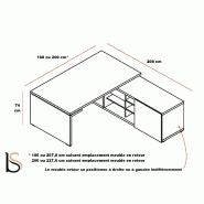 Bureau de direction Mito sur crédence - MDD - 180, Blanc, Sycomore clair_2