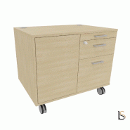 Desserte mobile avec tiroirs et niche de rangement - QUADRIFOGLIO - Chêne_2