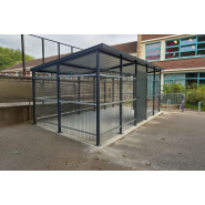 Abri vélos Medium Bosco - design moderne avec toiture inclinée et habillage en bois_1