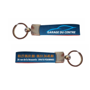 Porte-clés Simili - Tête métallique et bande imitation cuir - Impression quadri recto verso_2