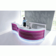 Bureau d'accueil Valde en forme de vague version haute - MDD - Blanc, Fushia brillant, Droite_2