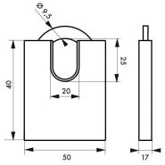 Cadenas à clé 520P - Anse protégée 50 mm - Corps laiton monobloc - Marque Thirard_2