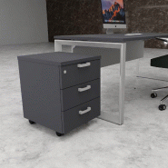 Caisson mobile 3 tiroirs classiques bicolore - MobelLinea - Gris anthracite, Gris anthracite_2