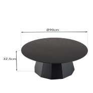 Table basse ronde noire DILA 90 cm - pieds polygonaux en MDF plaqué chêne, finition vernis nitrocellulosique_2