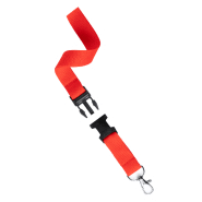 Tour de cou en polyester - avec mousqueton amovible en métal - couleur rouge - 16g_2