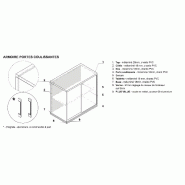 Armoire hauteur bureau avec portes coulissantes - MDD - Gris, Sans socle de finition_2