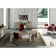 Bureau X time Next avec retour et caisson - Quadrifoglio. - 244, Blanc, Orme, Gauche_0